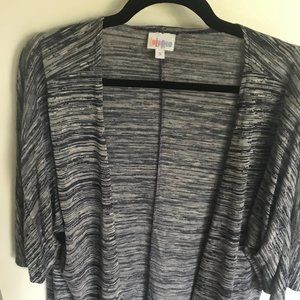Lularoe S Lindsay Kimono EUC Grey/White